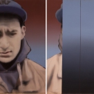Jeune homme (perspectives), 2014 huile sur toile, 4 éléments, 61 x 210 cm